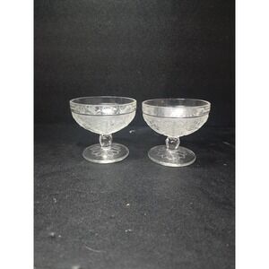 Indiana Glass Sandwich Clear Champagne Glasses,‎ Set of 2, Tall Sherbet Bowls